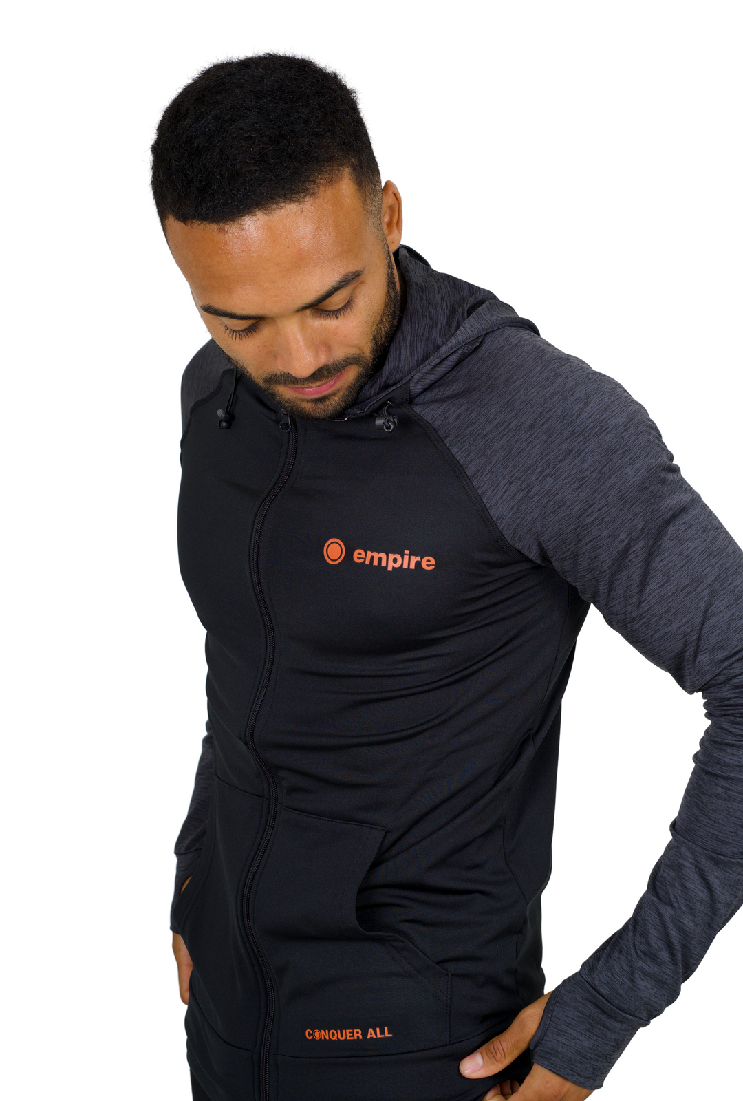 Dark Grey Empire Contrast Hoodie