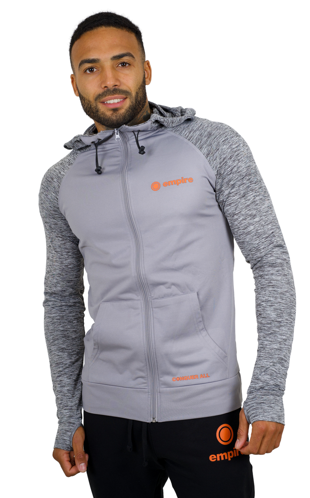 Light Grey Empire Contrast Hoodie